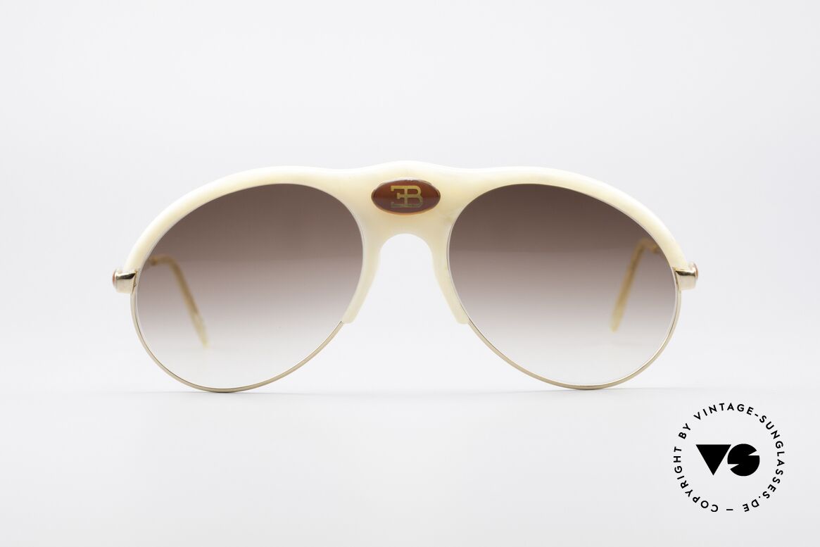 Bugatti 64748 Rare Elfenbein Optik Brille, sehr, sehr edle Bugatti vintage Luxus-Sonnenbrille, Passend für Herren