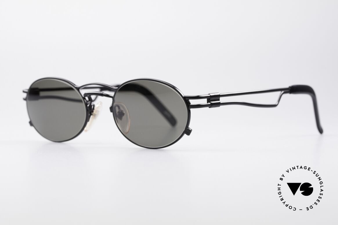 Jean Paul Gaultier 56-3173 Ovale Vintage Sonnenbrille, leichtes Metall, ergonomische Bügelform; made in Japan, Passend für Herren und Damen