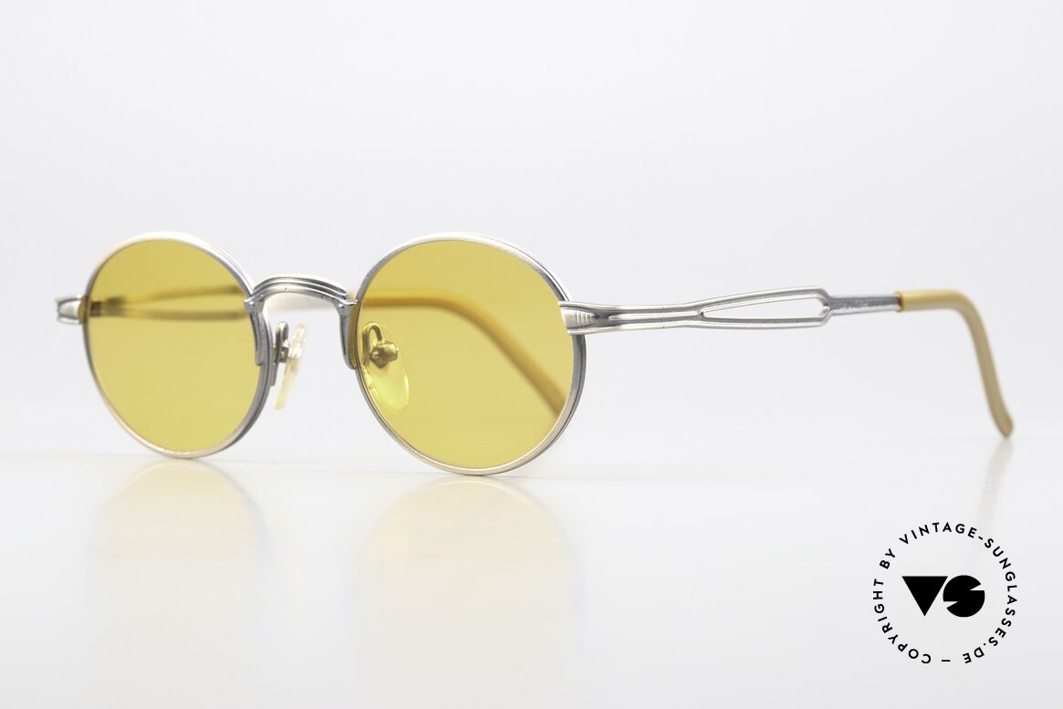 Jean Paul Gaultier 55-7107 90er Fassung Smoke Gold, originelle orange Sonnengläser (auch abends tragbar), Passend für Herren und Damen