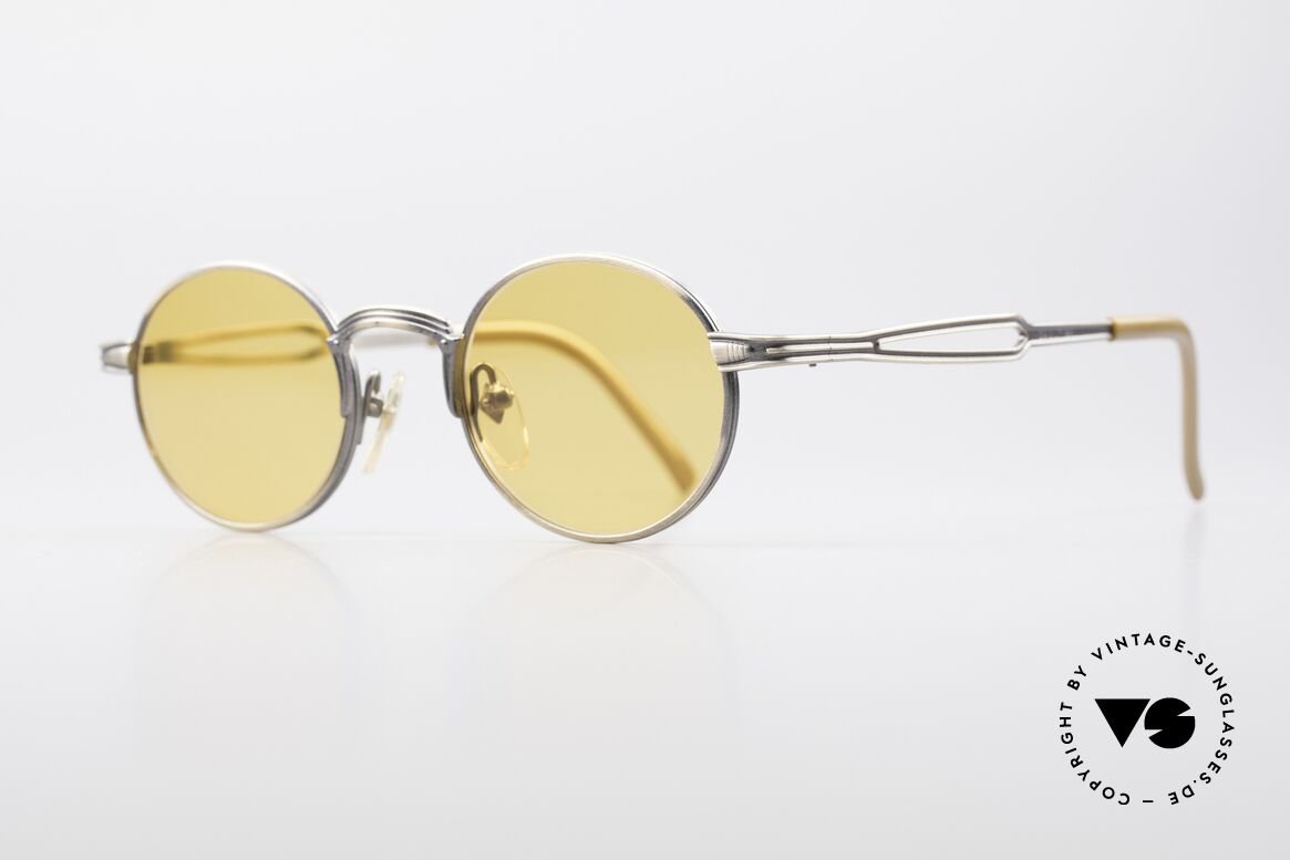 Jean Paul Gaultier 55-7107 Runde Vintage Sonnenbrille, originelle orange Sonnengläser (auch abends tragbar), Passend für Herren und Damen