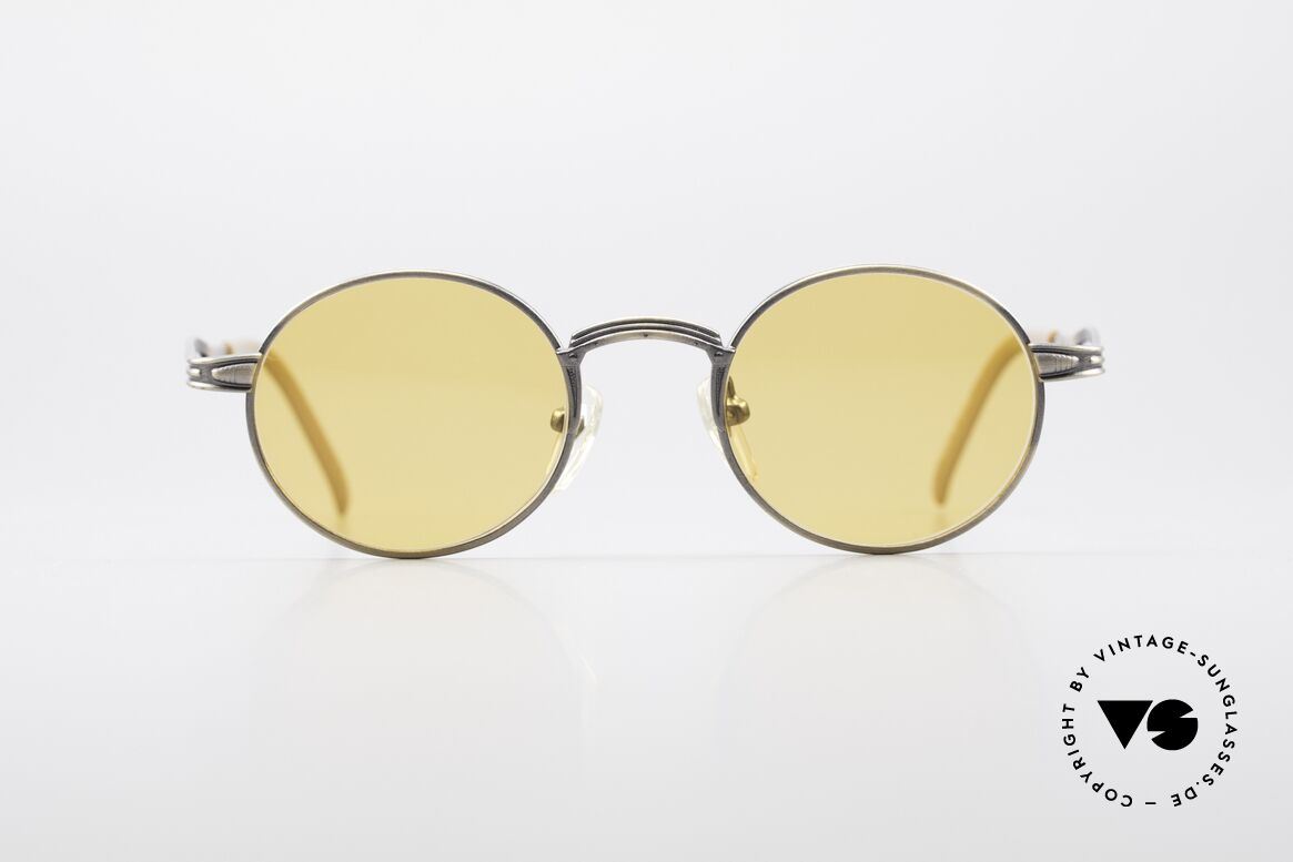 Jean Paul Gaultier 55-7107 Runde Vintage Sonnenbrille, Metall-Fassung (Gr. 44/20) in 'metallic smoke gold', Passend für Herren und Damen