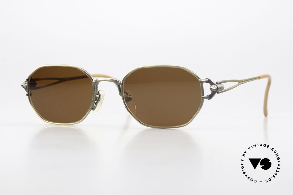 Jean Paul Gaultier 55-6106 90er Brille In Antik Gold, robustes Gestell mit großartigen Details (Bügelansatz), Passend für Herren und Damen