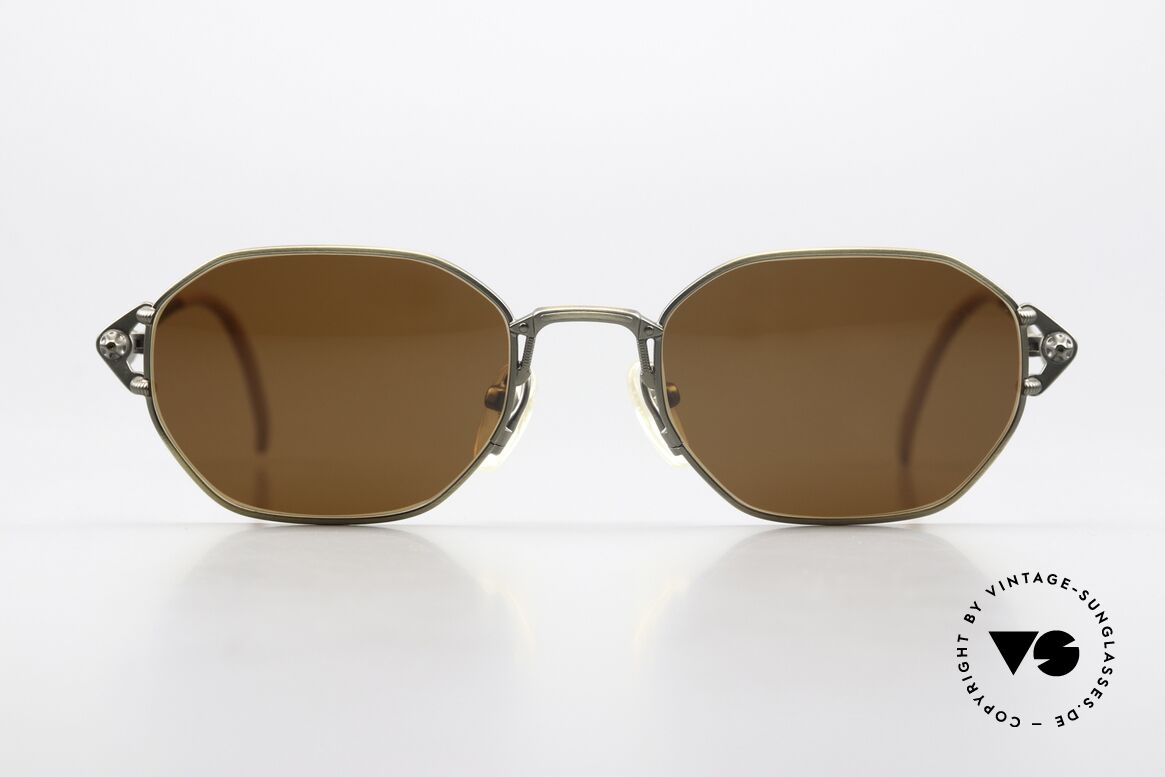 Jean Paul Gaultier 55-6106 90er Brille In Antik Gold, kostbare Jean Paul Gaultier Sonnenbrille von ca. 1994, Passend für Herren und Damen