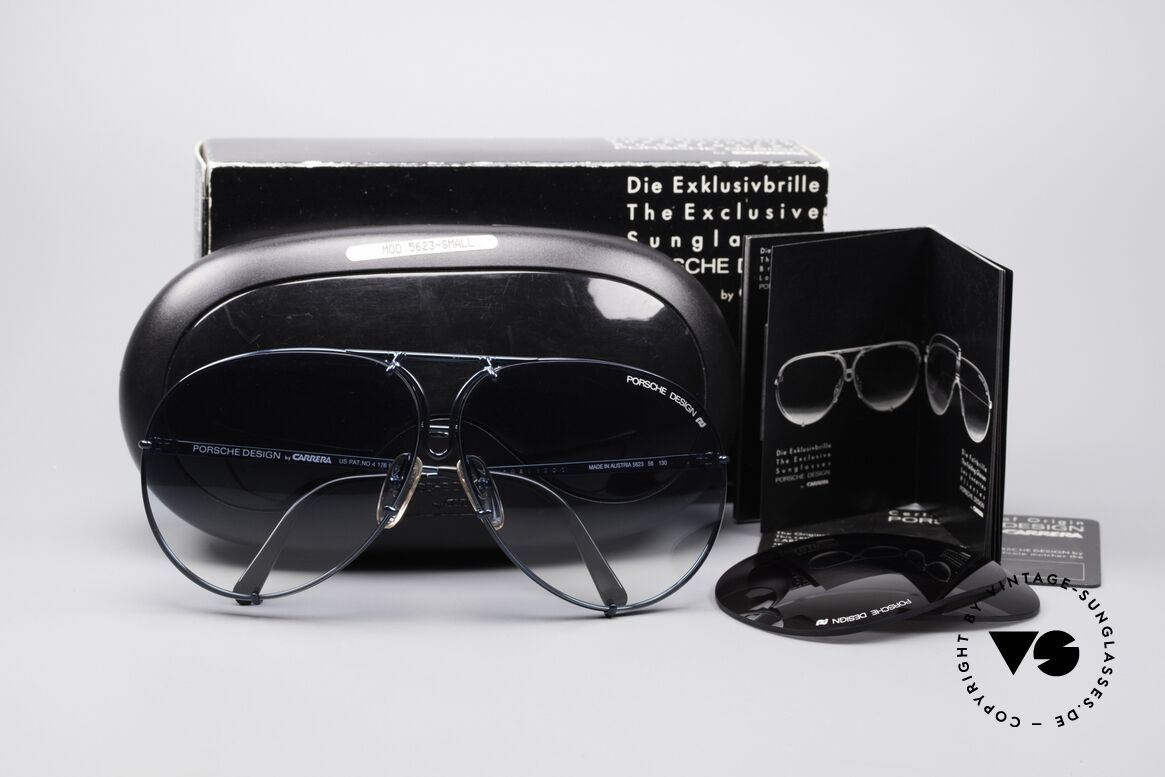Porsche 5623 Rare 80er Aviator Brille, zudem extrem seltene Wechselgläser in blau-Verlauf, Passend für Herren und Damen