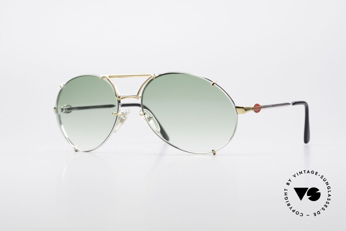 Bugatti 65360 80er Brille Mit Wechelgläsern, edle und hochwertige Bugatti vintage Sonnenbrille, Passend für Herren