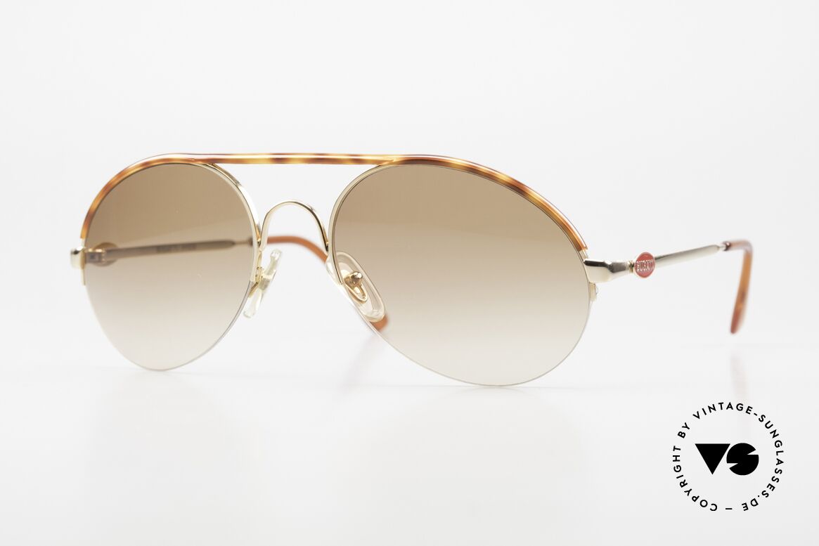 Bugatti 64919 Halb Rahmenlose Sonnenbrille, elegante vintage BUGATTI Designer-Sonnenbrille, Passend für Herren