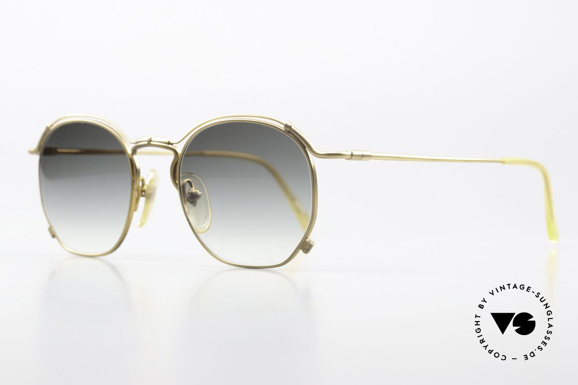 Jean Paul Gaultier 55-2171 90er Vintage Sonnenbrille, Rahmen in mattgold und Sonnengläser in grün-Verlauf, Passend für Herren und Damen