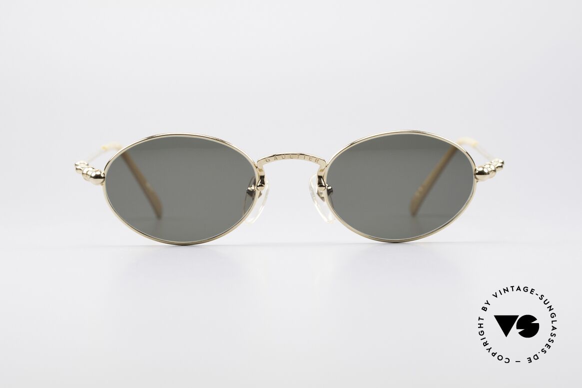 Jean Paul Gaultier 55-7106 Vergoldete Ovale Sonnenbrille, ovale Jean Paul GAULTIER vintage Sonnenbrille, Passend für Herren und Damen