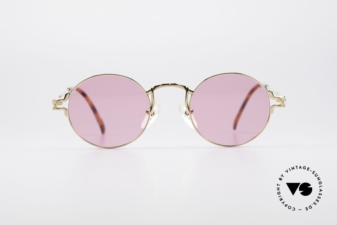 Jean Paul Gaultier 55-3171 Runde 90er Brille Vergoldet, pinke runde Jean Paul Gaultier vintage Sonnenbrille, Passend für Herren und Damen Jean Paul Gaultier 55-3171 Runde 90er Brille Vergoldet, pinke runde Jean Paul Gaultier vintage Sonnenbrille, Passend für Herren und Damen