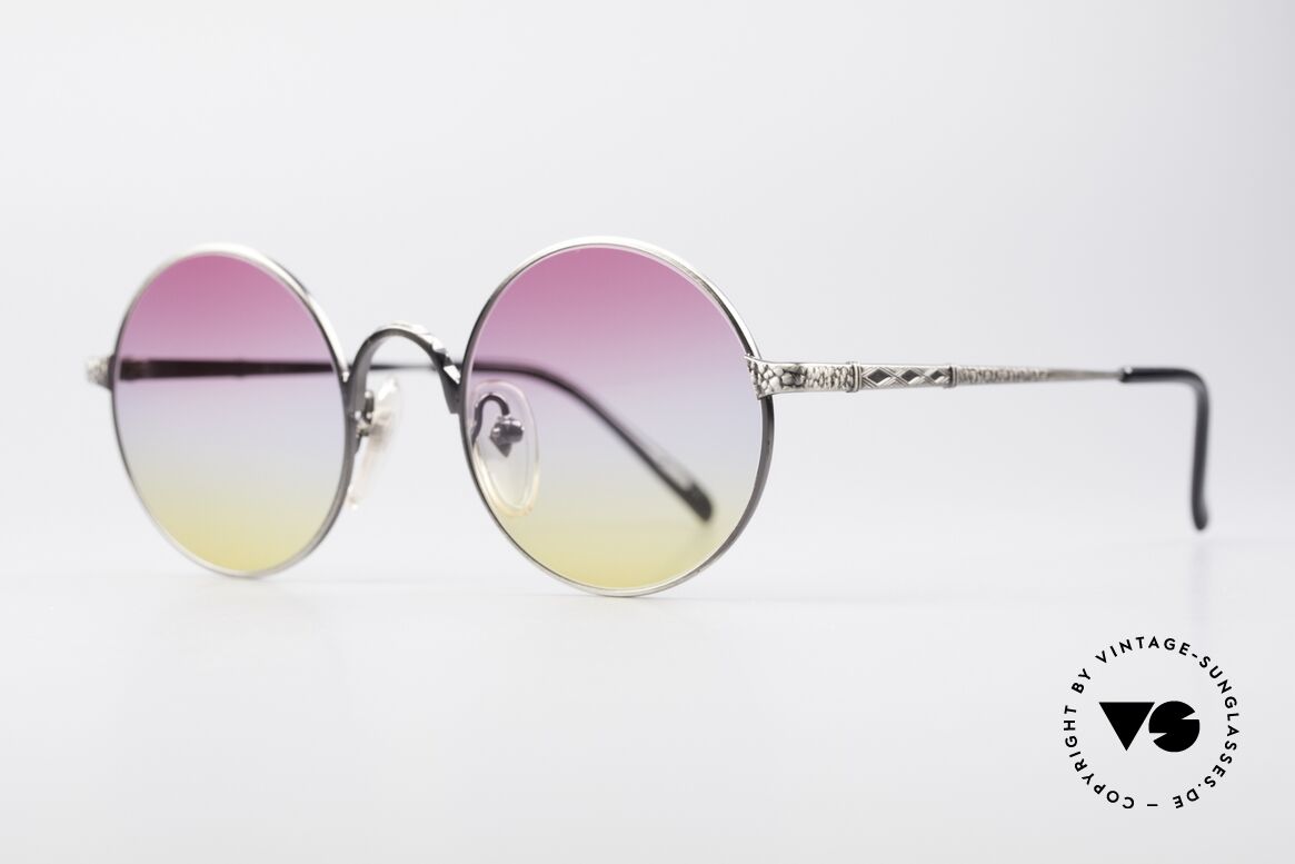 Jean Paul Gaultier 55-9671 Runde Designer Sonnenbrille, 'smoke silver' Lackierung & tricolore Sonnengläser, Passend für Herren und Damen