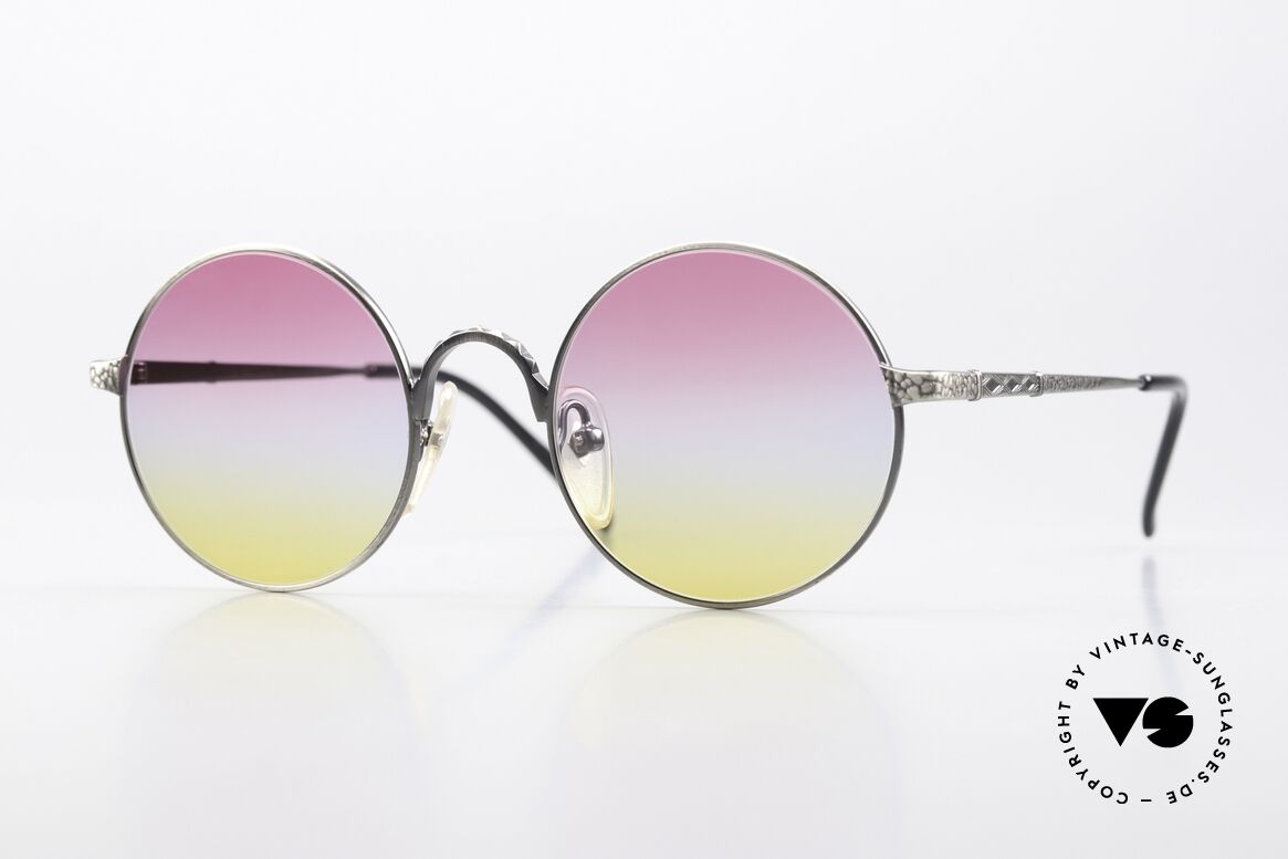 Jean Paul Gaultier 55-9671 Runde Designer Sonnenbrille, enorm hochwertige Fassung mit kleinen Gravuren, Passend für Herren und Damen