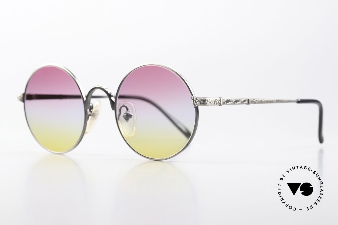 Jean Paul Gaultier 55-9671 Runde Designer Sonnenbrille, 'smoke silver' Lackierung & tricolore Sonnengläser, Passend für Herren und Damen