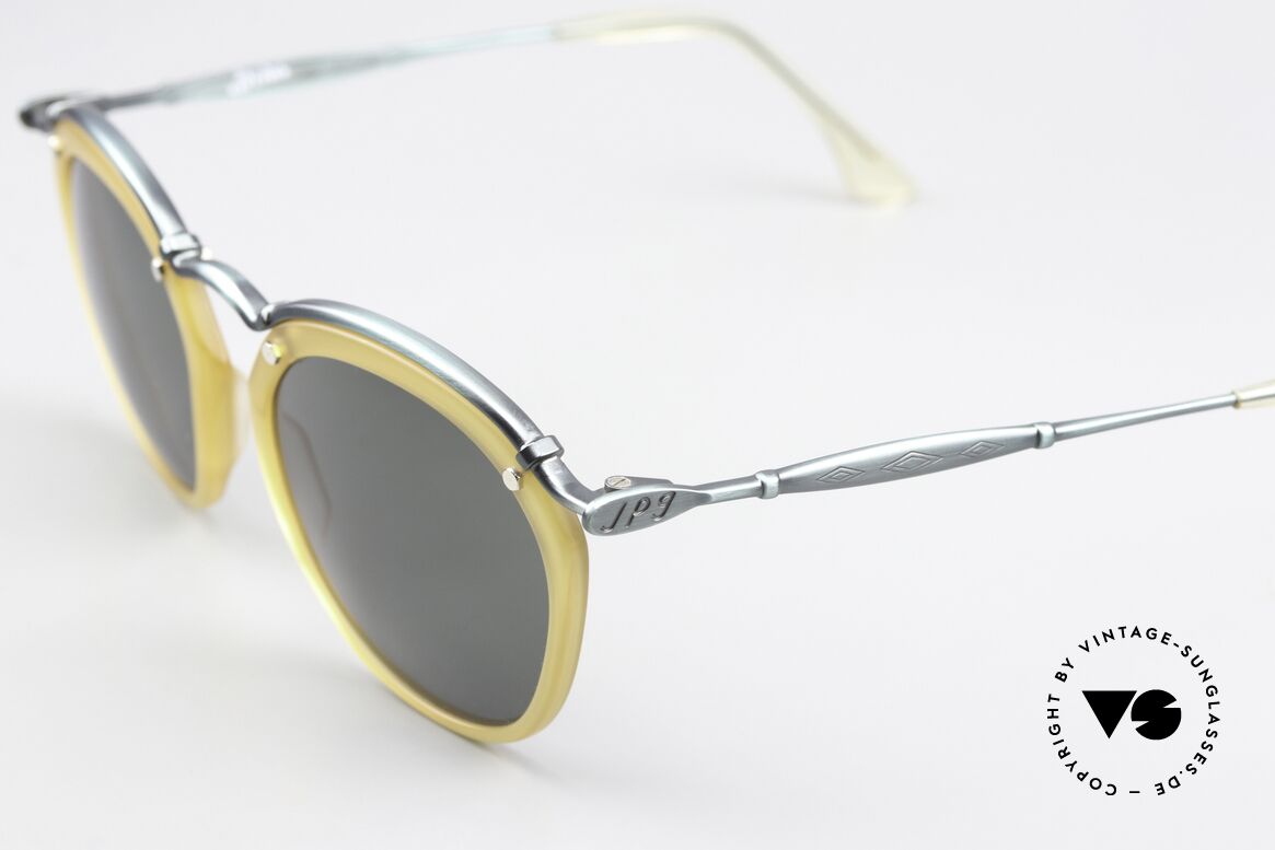 Jean Paul Gaultier 56-1273 Panto Style Sonnenbrille 90er, Rahmen in 'smoke green' & Fassung in honig-gelb, Passend für Herren und Damen