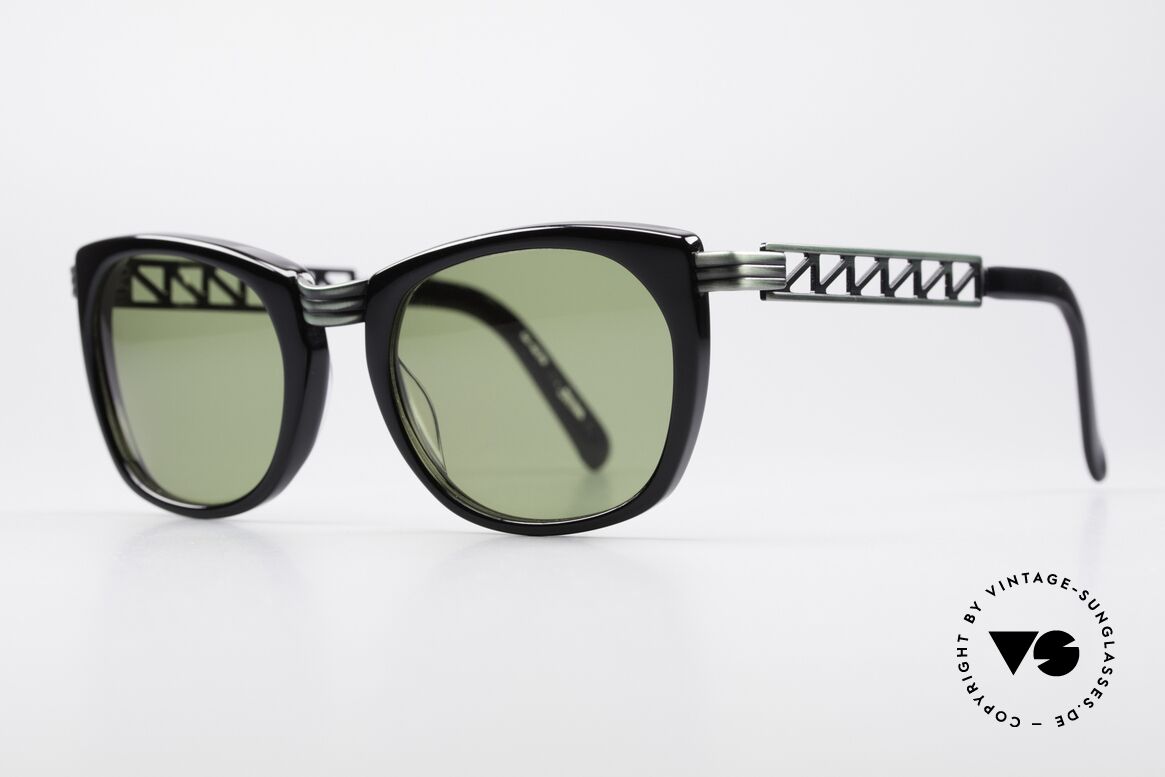 Jean Paul Gaultier 56-0272 90er Steampunk Sonnenbrille, "rusty green" Lackierung & grüne Sonnengläser, Passend für Herren und Damen