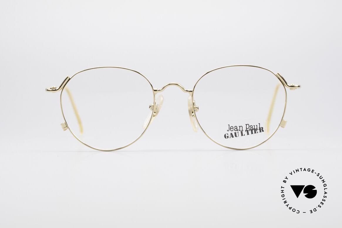 Jean Paul Gaultier 55-2176 Vergoldete Pantobrille, einzigartige Panto-Brille von Jean Paul Gaultier, Passend für Herren und Damen