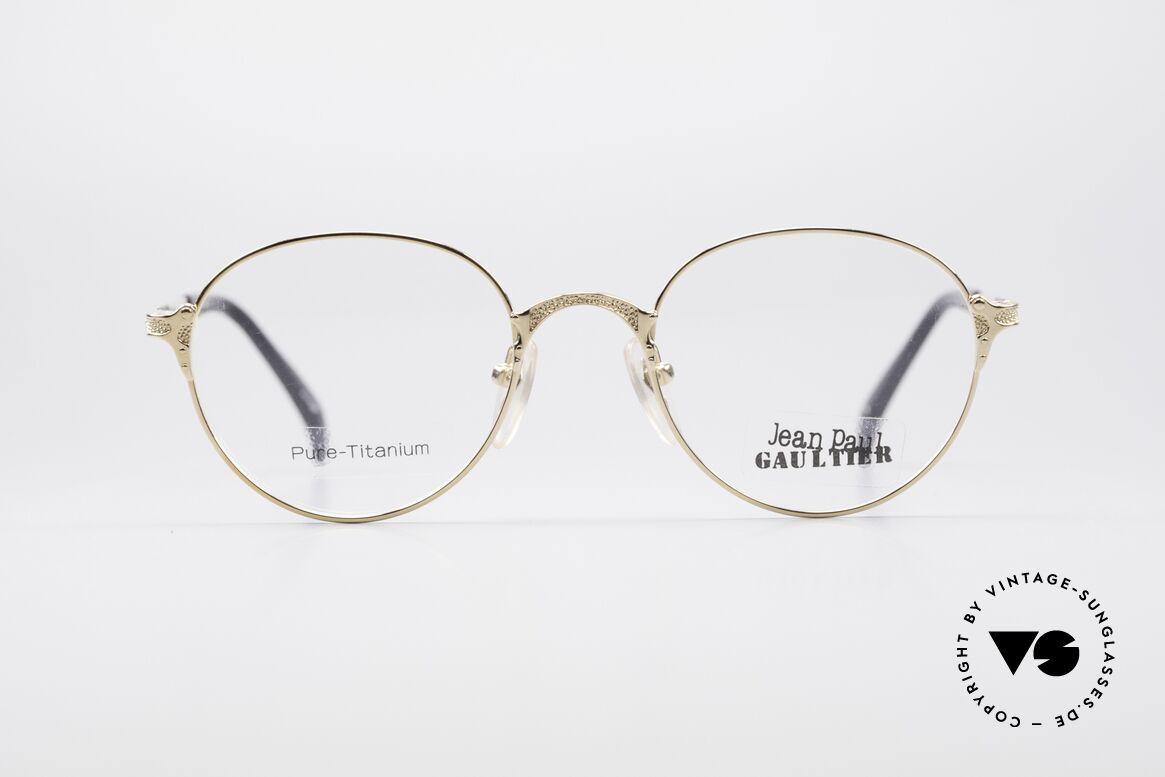 Jean Paul Gaultier 55-3183 Vergoldete Titanium Brille, kostbare Jean Paul GAULTIER vintage Titanium-Brille, Passend für Herren und Damen