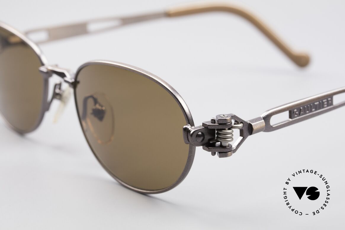 Jean Paul Gaultier 56-8102 Steampunk Vintage Brille, bräunlich-metallic & Bügelenden mit Symbol einer Uhr, Passend für Herren und Damen