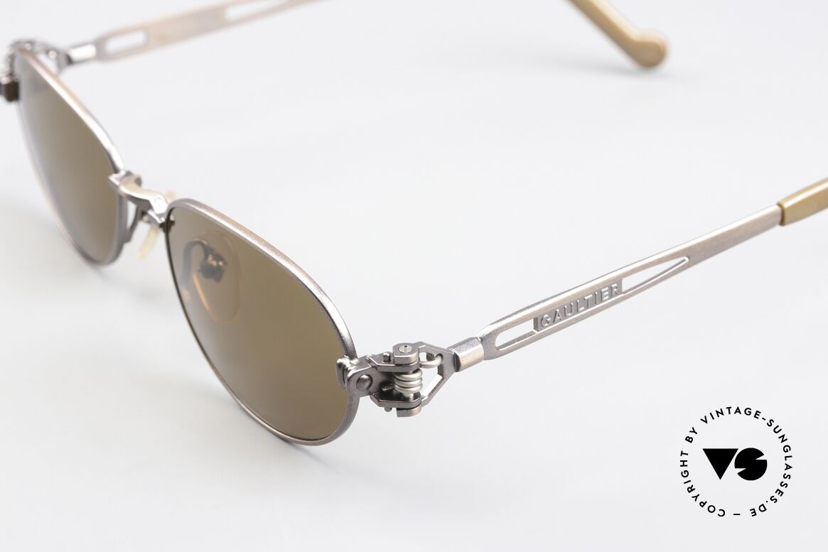 Jean Paul Gaultier 56-8102 Steampunk Vintage Brille, bräunlich-metallic & Bügelenden mit Symbol einer Uhr, Passend für Herren und Damen