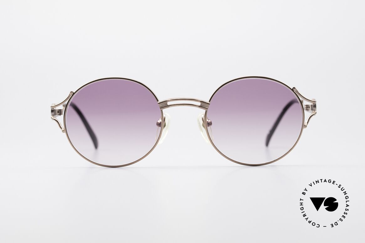 Jean Paul Gaultier 57-6102 Runde Designersonnenbrille, bronze Metall-Fassung mit Gläsern in Violett-Verlauf, Passend für Herren und Damen