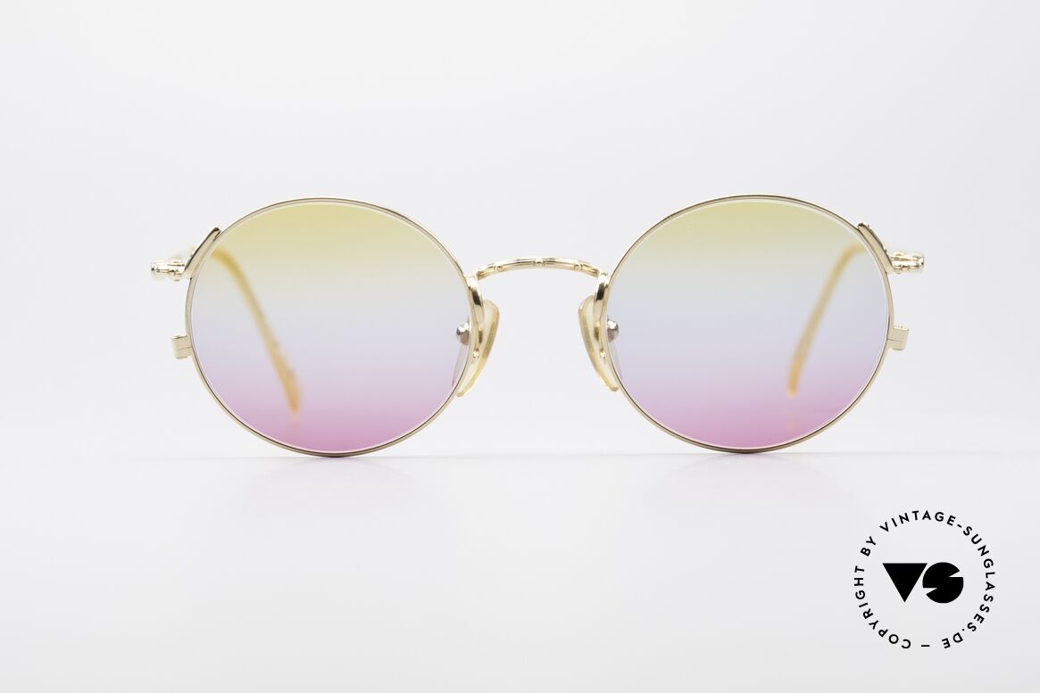 Jean Paul Gaultier 55-3176 Vintage Brille Rund Vergoldet, filigrane vintage Sonnenbrille von J. P. Gaultier, Passend für Herren und Damen