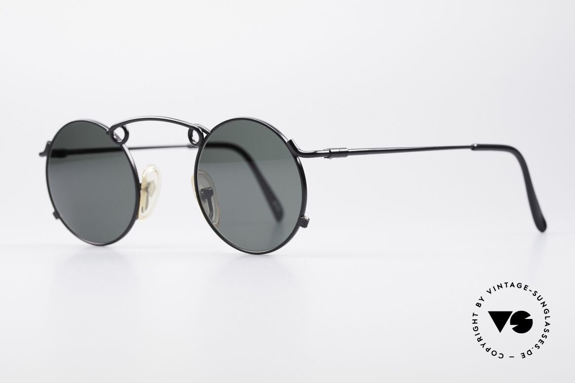 Jean Paul Gaultier 56-1178 Kunstvolle Panto Sonnenbrille, unglaublich hochwertige Metall-Fassung in schwarz, Passend für Herren und Damen