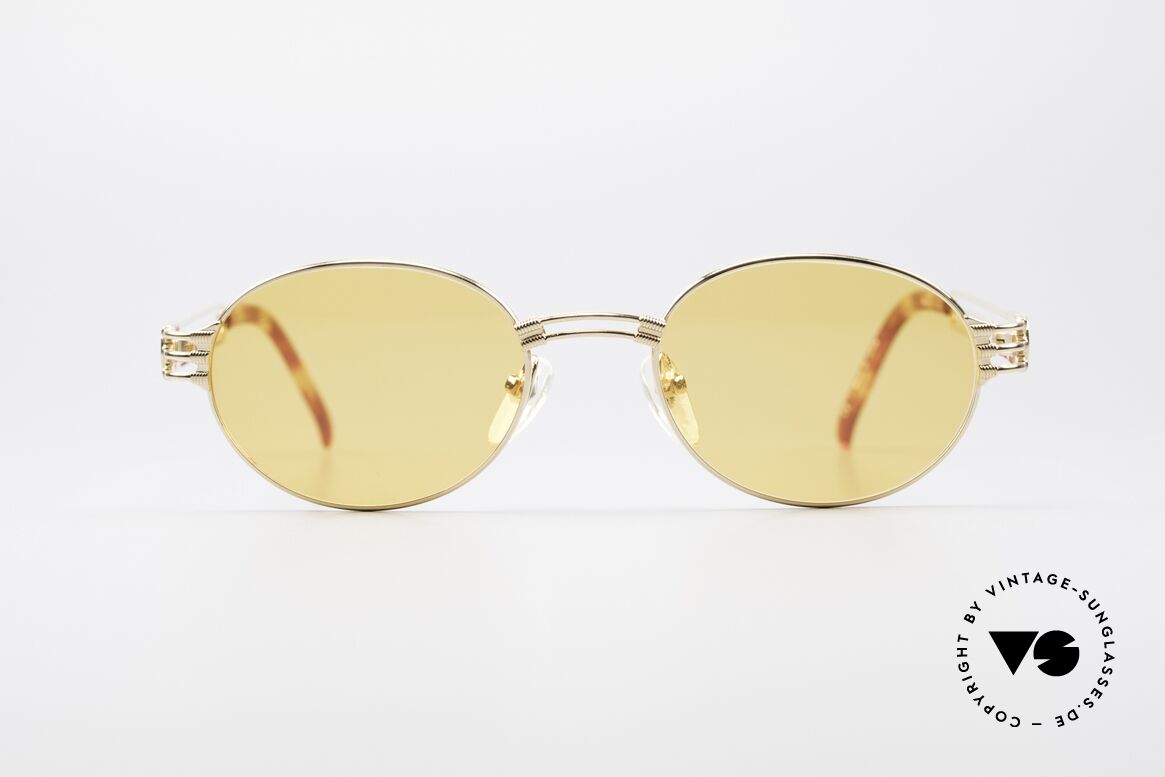 Jean Paul Gaultier 57-5107 Vergoldete Ovale Fassung, ausdrucksstarke vintage Sonnenbrille von Gaultier, Passend für Herren und Damen