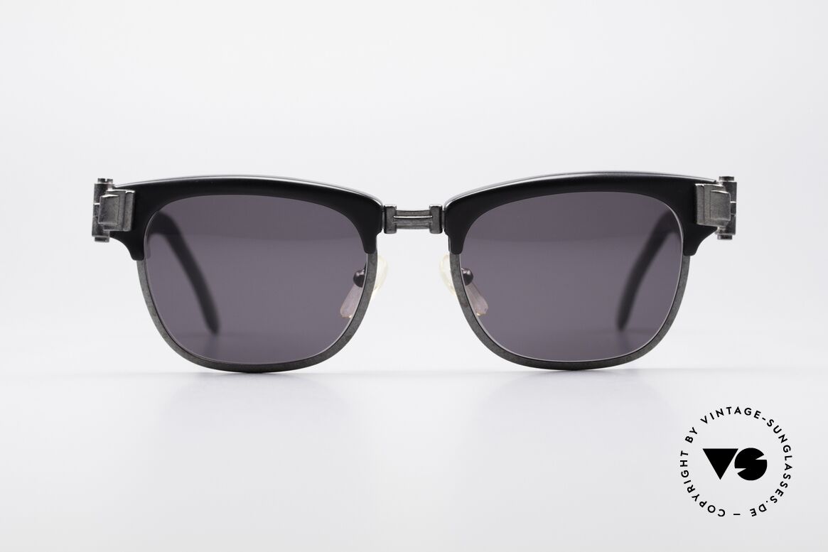 Jean Paul Gaultier 56-5202 90er Designer Sonnenbrille, Bügelansätze in Form von massiven Türscharnieren, Passend für Herren und Damen