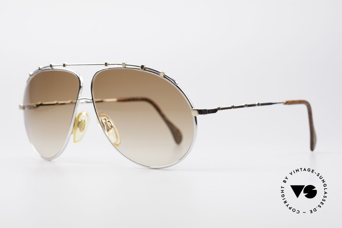 Zollitsch Marquise Rare Vintage Sonnenbrille, sehr stilvolle silberne Fassung mit goldenen Nieten, Passend für Herren