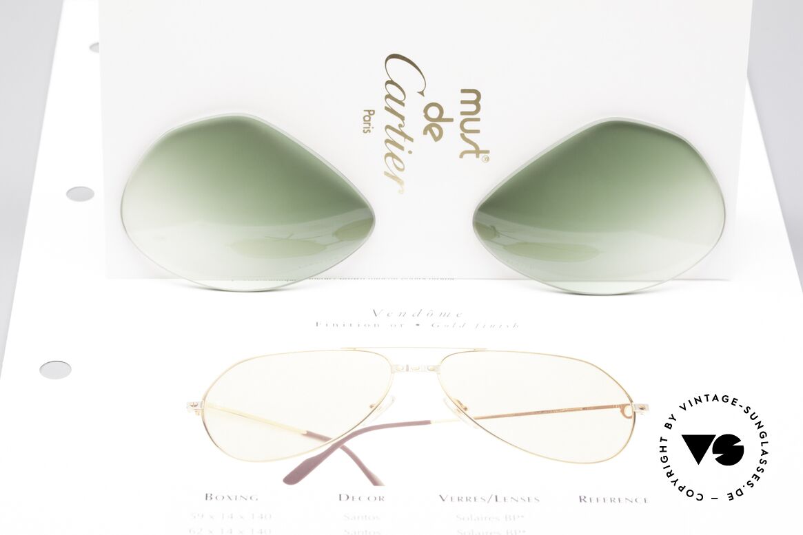 Cartier Vendome Lenses - M Sonnengläser Grün Verlauf, eleganter grüner Verlauf (nach unten heller werdend), Passend für Herren und Damen
