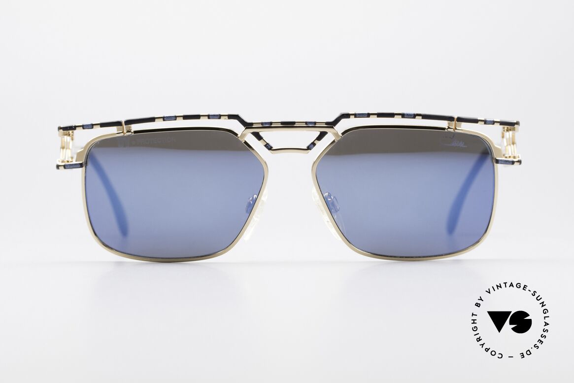 Cazal 973 Blau Verspiegelte Sonnenbrille, monumentale Cazal Designersonnenbrille von 1997, Passend für Herren und Damen