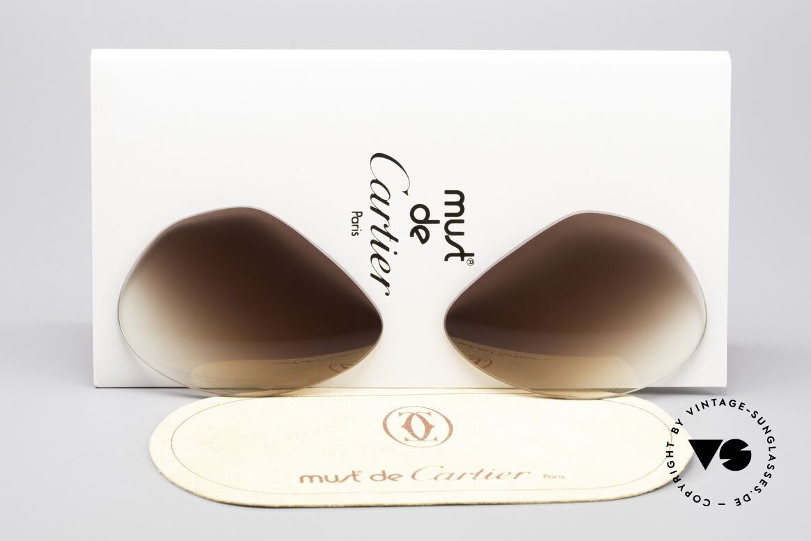 Cartier Vendome Lenses - L Sonnengläser Braun Verlauf, Ersatzgläser für Cartier Modell Vendome LARGE 62mm, Passend für Herren