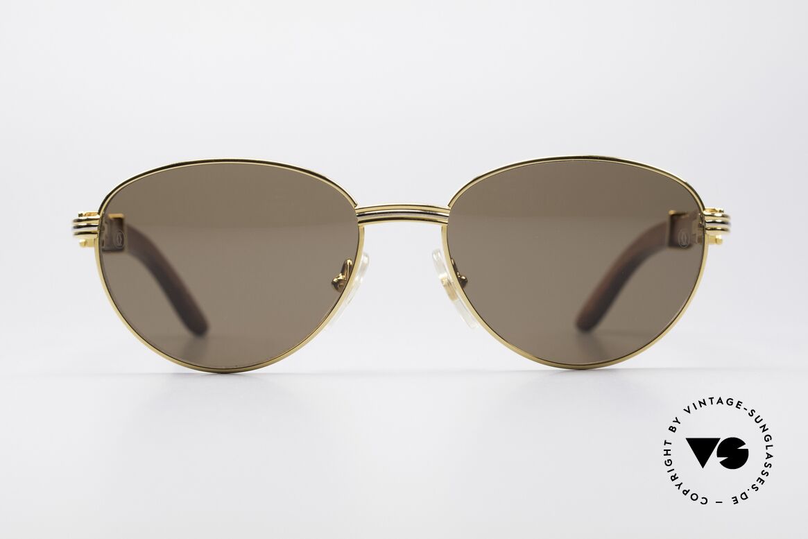 Cartier Auteuil Panto Edelholz Sonnenbrille, außergewöhnliche CARTIER vintage Luxus-Brille, Passend für Herren und Damen