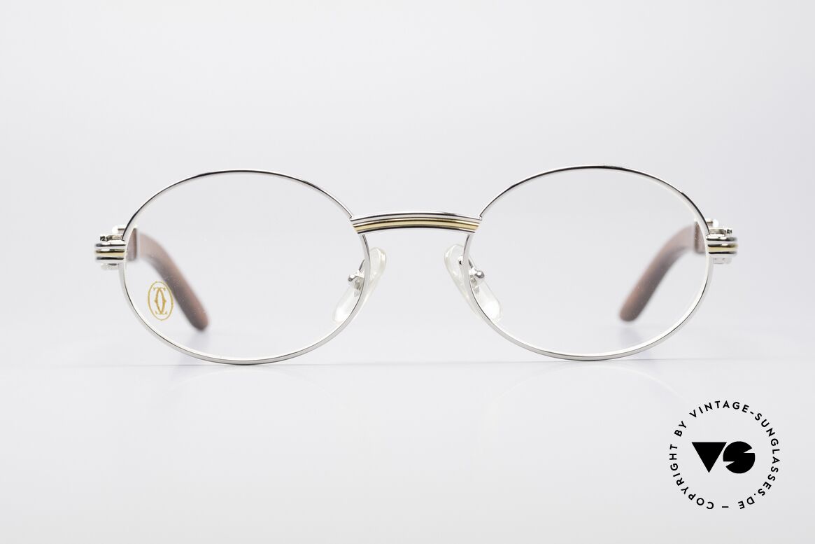 Cartier Giverny Ovale Edelholz Platin Brille, außergewöhnliche CARTIER vintage Luxus-Brille, Passend für Herren und Damen
