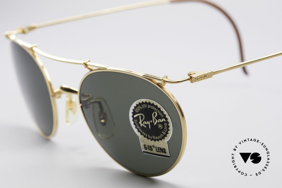 Ray Ban Deco Metals Round 90er B&L USA Sonnenbrille, legendäre B&L G15 Mineralgläser; 100% UV Prot., Passend für Herren und Damen