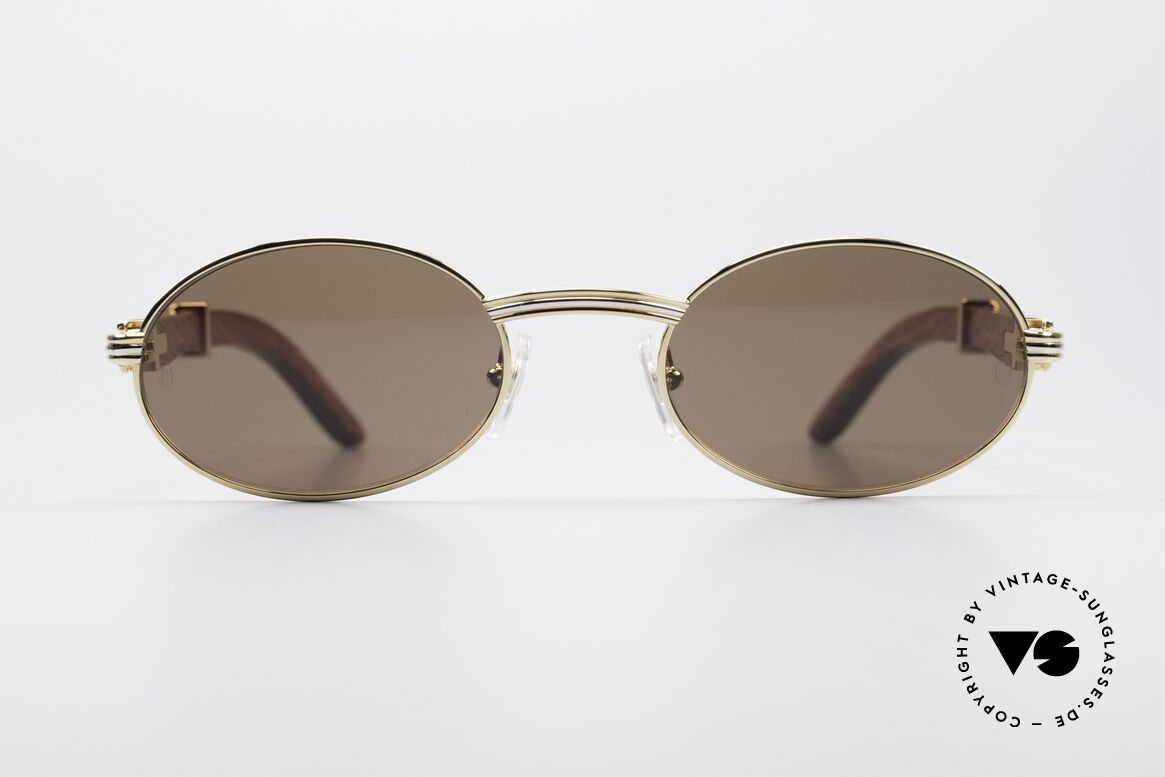 Cartier Sully Ovale Edelholz Sonnenbrille, außergewöhnliche CARTIER vintage Luxus-Brille, Passend für Herren und Damen