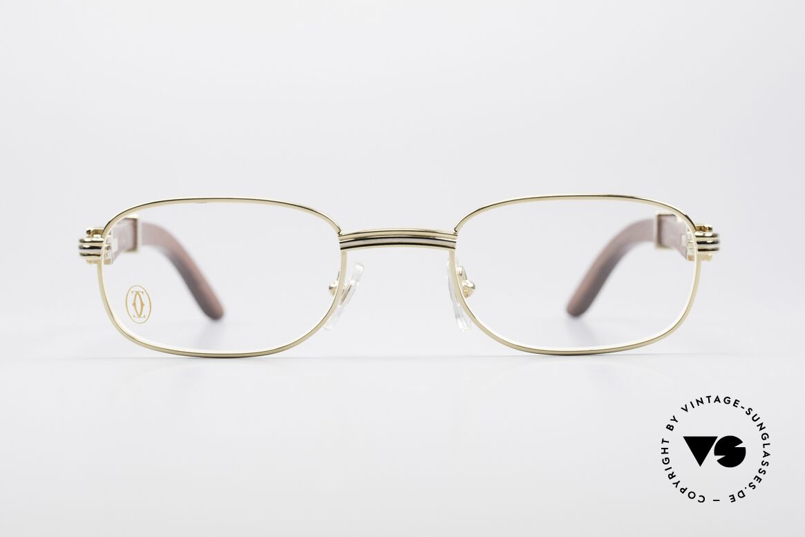 Cartier Breteuil Rare Vintage Luxus Holzbrille, außergewöhnliche Cartier vintage Holz-Designerbrille, Passend für Herren