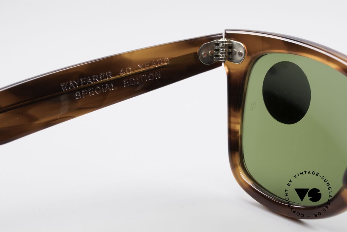 Ray Ban Wayfarer I 40 Years Rare Limited Special Edition, legendäre BAUSCH & LOMB RB3 B&L Mineralgläser, Passend für Herren und Damen