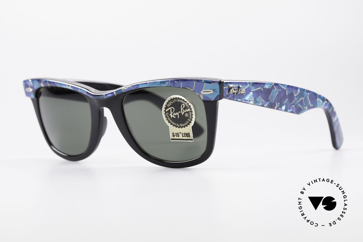 Ray Ban Wayfarer I Original Mosaic Wayfarer 80er, berühmte Filmsonnenbrille der 80er Jahre; Kult!, Passend für Herren und Damen Ray Ban Wayfarer I Original Mosaic Wayfarer 80er, berühmte Filmsonnenbrille der 80er Jahre; Kult!, Passend für Herren und Damen