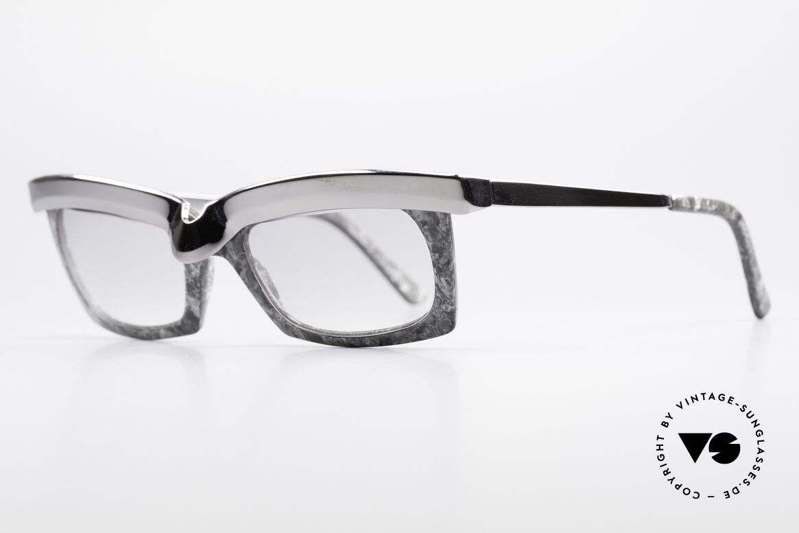 Alain Mikli 611 / 021 Spektakuläre Vintage Brille, grau-marmorierte Fassung mit massiver Front & Bügeln, Passend für Herren und Damen