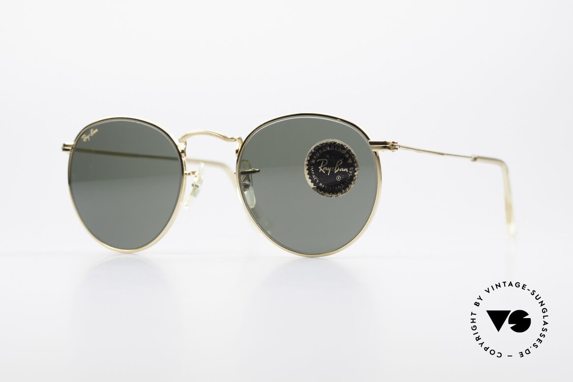 Ray Ban Round Metal 47 Kleine Runde B&L Sonnenbrille, kleine runde RAY-BAN USA vintage Sonnenbrille, Passend für Herren und Damen