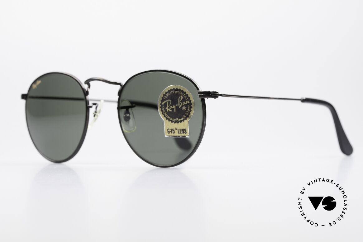 Ray Ban Round Metal 47 Kleine Runde USA Sonnenbrille, legendäre B&L Mineralgläser für 100% UV Schutz, Passend für Herren und Damen