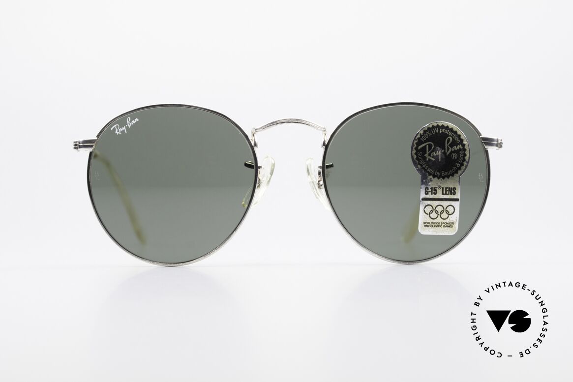 Ray Ban Round Metal 49 Runde Ray-Ban Sonnenbrille, legendäre B&L Mineralgläser für 100% UV Schutz, Passend für Herren und Damen