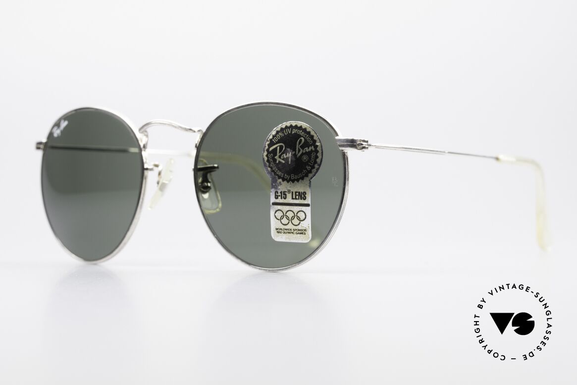 Ray Ban Round Metal 49 Runde Ray-Ban Sonnenbrille, ungetragenes Bausch&Lomb Modell mit orig. Etui, Passend für Herren und Damen
