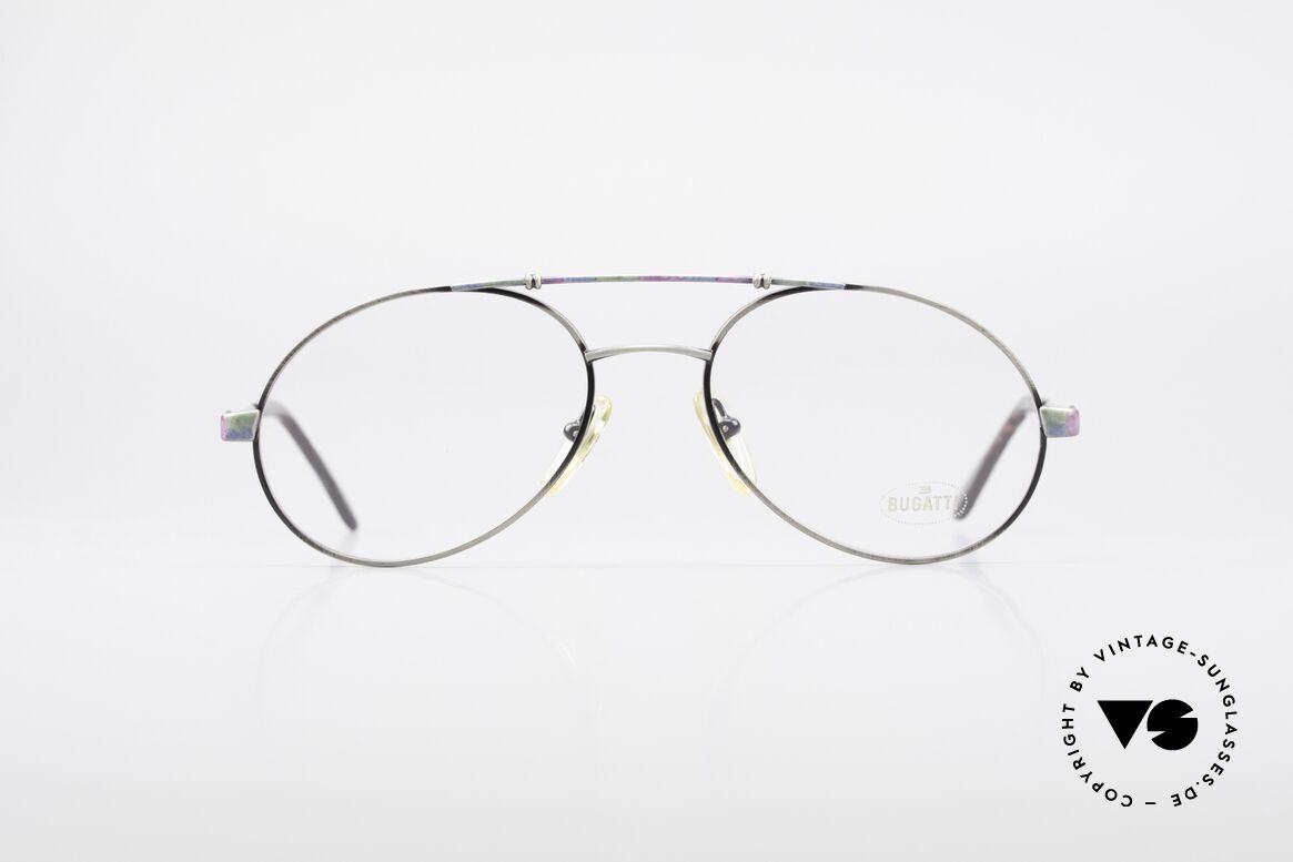 Bugatti 14841 Titanium 80er Vintage Brille, sehr elegante Designer-Brillenfasung von Bugatti, Passend für Herren