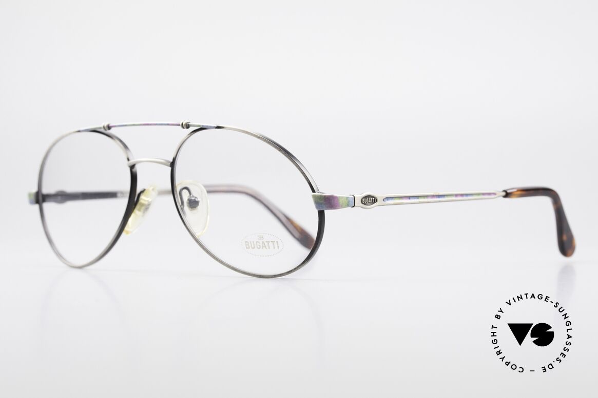 Bugatti 14841 Titanium 80er Vintage Brille, flexible Federgelenke und exzellente Verarbeitung, Passend für Herren