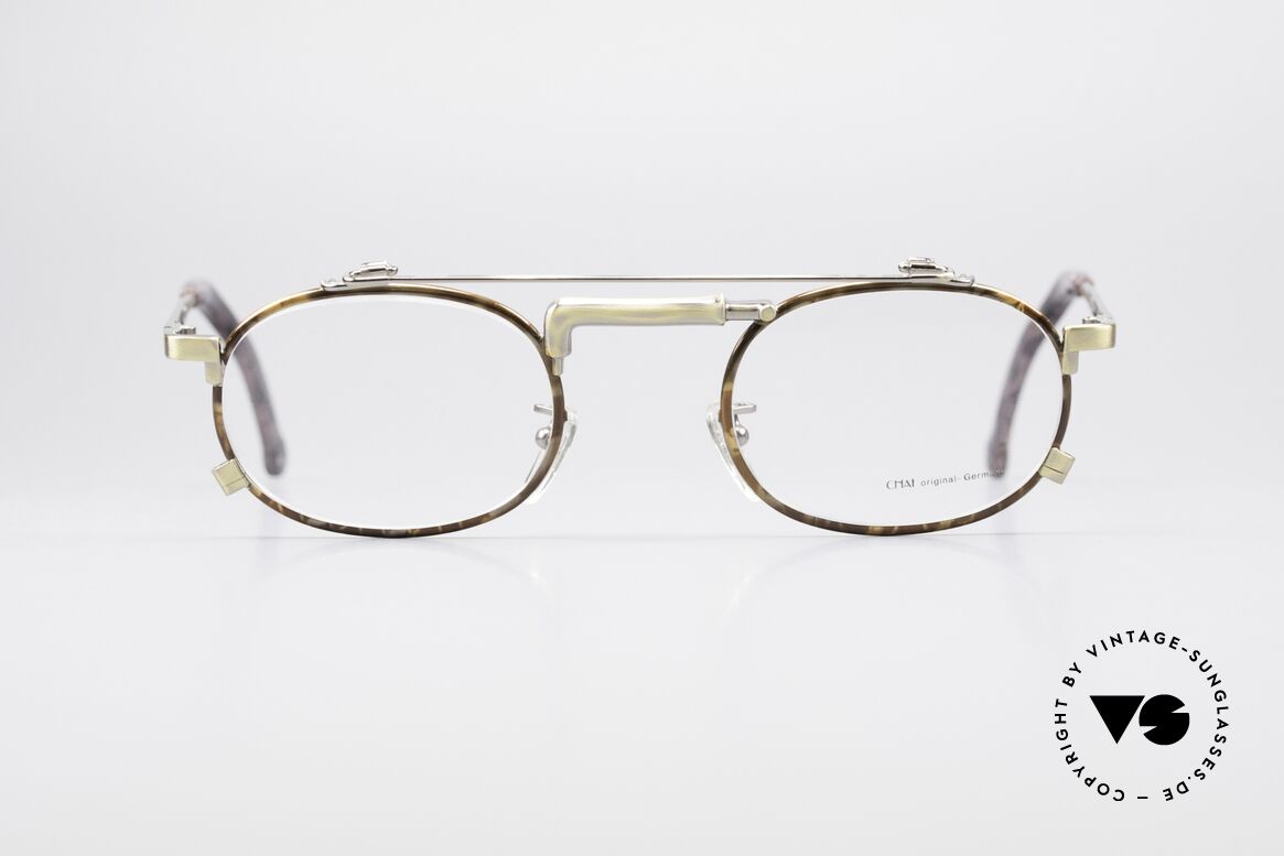 Chai No4 Oval Vintage Brille Industrial 90er, außergewöhnliche CHAI vintage Brillen-Fassung, Passend für Herren und Damen
