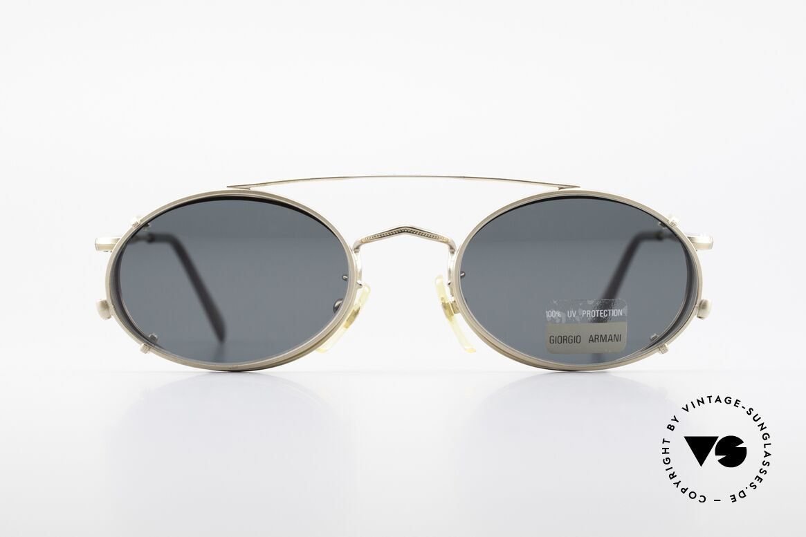 Giorgio Armani 131 80er Fassung Mit Sonnenclip, ovale GIORGIO ARMANI vintage Designer-Sonnenbrille, Passend für Herren und Damen