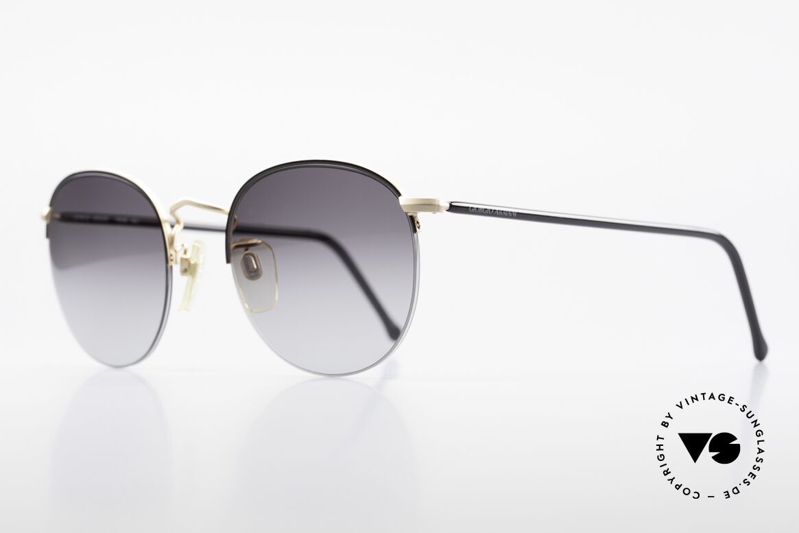 Giorgio Armani 142 Randlose Panto Sonnenbrille, Sonnengläser sind mit einem Nylor-Faden eingefasst, Passend für Herren