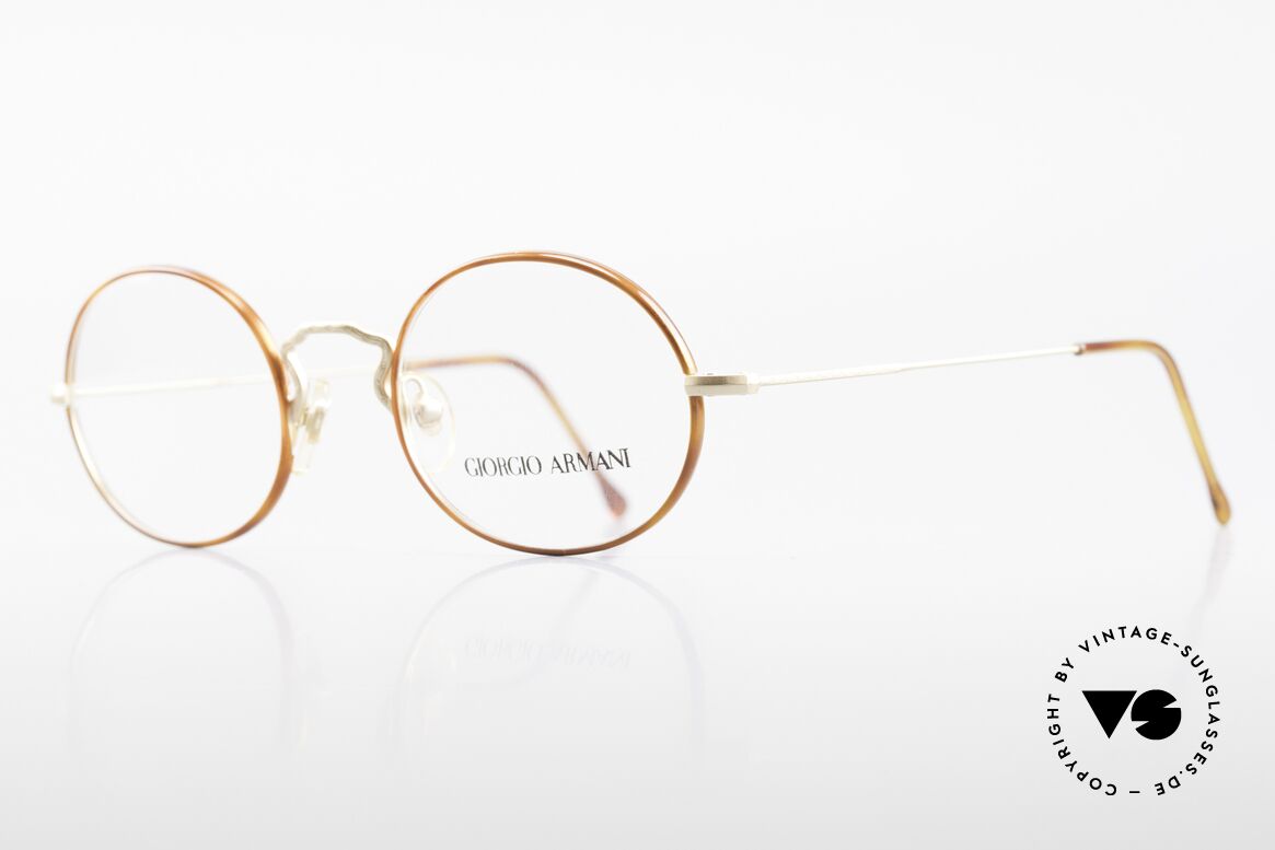 Giorgio Armani 247 Vintage Brille Oval No Retro, Rahmen mit kleinen Gravuren & Schildpatt-Ringen, Passend für Herren und Damen