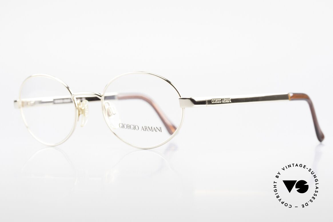 Giorgio Armani 257 Designerbrille Oval Vintage, klassische Gold-Lackierung + flexible Federscharniere, Passend für Herren und Damen